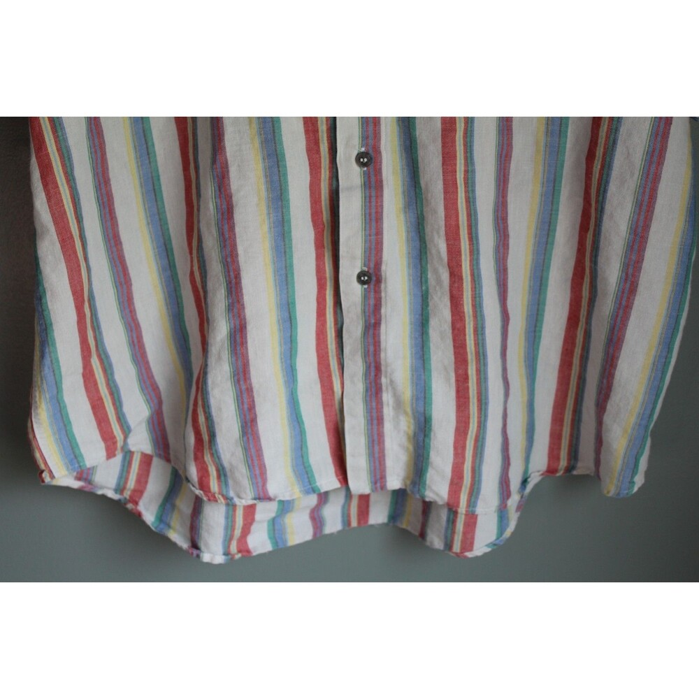 M.E. Sport Mens XL Short-sleeve Button-up Vertical Striped Shirt - Picture 6 of 14